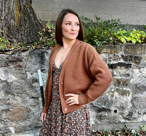 Solid Rib Knit Button Front Cardigan