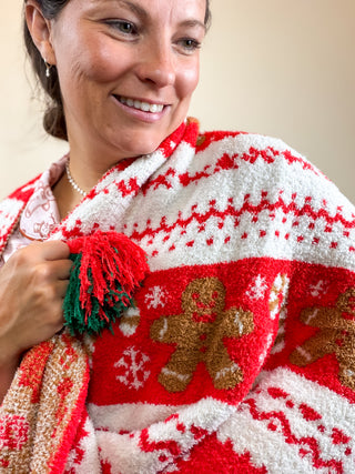 Christmas Holiday Throw Blanket with Tassel