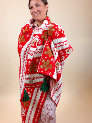 Christmas Holiday Throw Blanket with Tassel