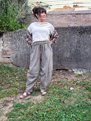 Braided Tie Barrel Pants