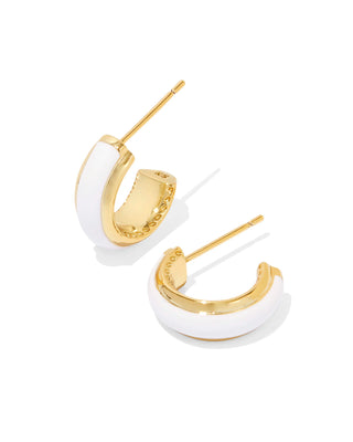 Ainsley Gold Huggie Earrings in White Enamel by Kendra Scott