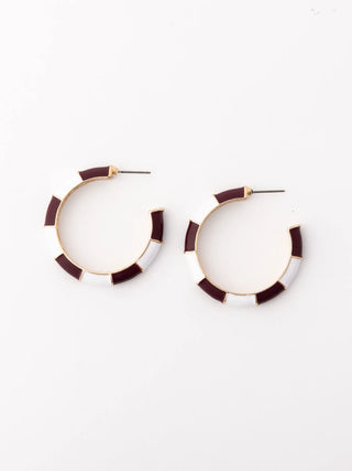 Ashlynn Earrings Maroon + White