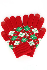 Argyle Knit Gloves