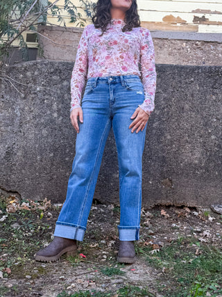 Arden Cuffed Slim Wide Jeans