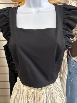 Ellie Ruffle Sleeve Cropped Top