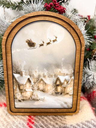 Arch Top Christmas Village Framed Art