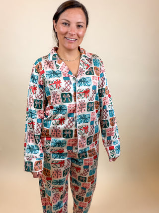 Wrapped in Joy Satin Pajama Set