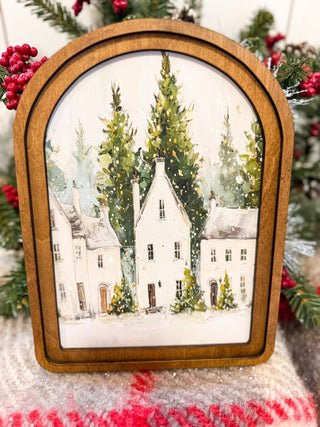 Arch Top Christmas Village Framed Art