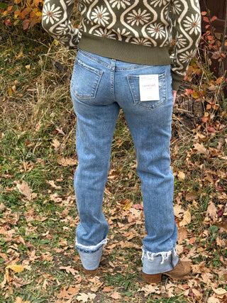 Mid-Rise Cuffed Straight Jeans by Lovervet