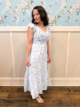 Meadow Daydream Midi Dress in Blue