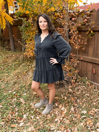 Mineral Washed Challis Tiered Dress