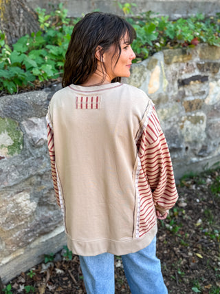 Striped Contrast Pullover