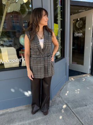 Plaid tie vest 