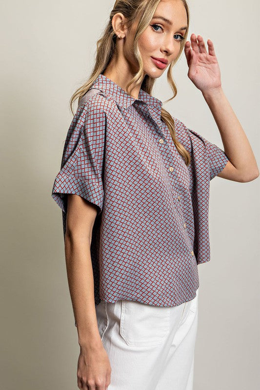 Short Sleeve Button Down Top