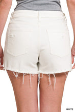 Load image into Gallery viewer, Button Fly Raw Hem Denim Shorts
