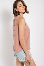 Load image into Gallery viewer, Sleeveless Back Button Closure Frayed Top
