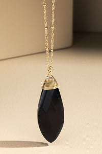 Brass & Oval Natural Stone Necklace