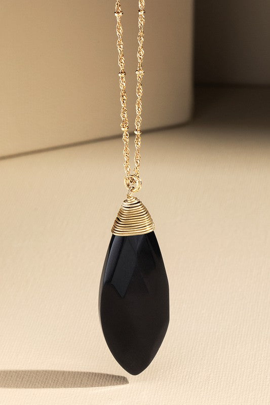 Brass & Oval Natural Stone Necklace