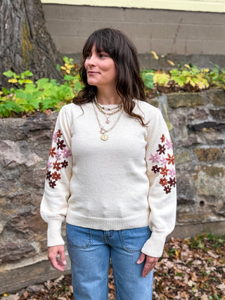 Autumn Bloom Embroidered Sweater