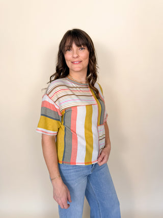 Patchwork Stripe Relaxed Tee
