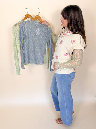 Petal Lace Mock Neck Top