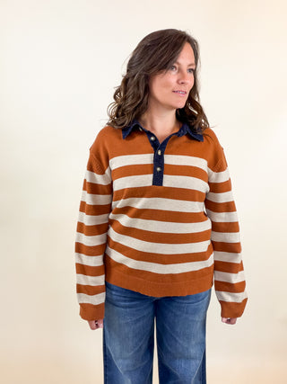 Blue Ridge Striped Polo Sweater