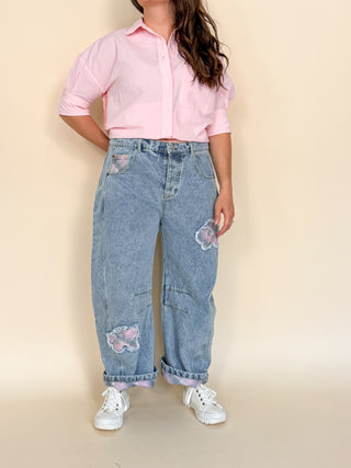 Patchwork Daydream Barrel Jeans