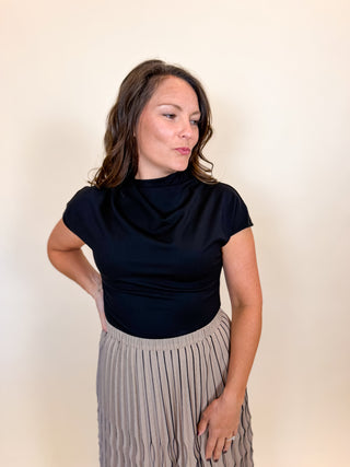 Vale Drape Mock Neck Top