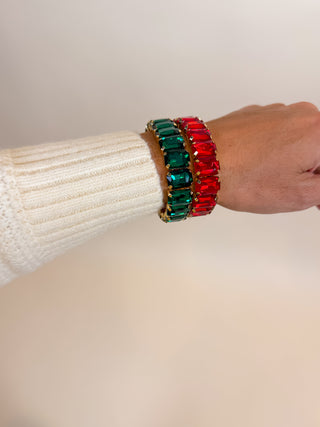 Emerald-Cut Crystal Stretch Bracelet