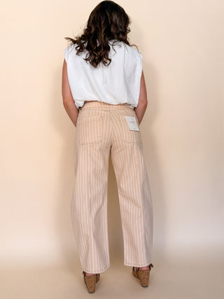 Sable Stripe Barrel Jeans