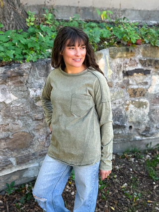 Washed Edge Knit Top