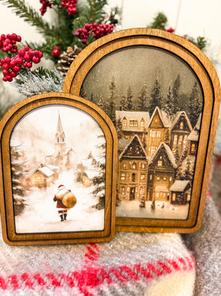 Arch Top Christmas Village Framed Art