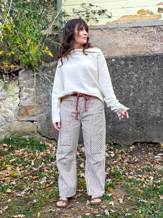 Harlow Striped Twill Barrel Pants