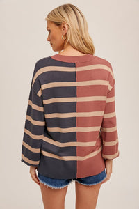Colorblock Stripe Oversized Top