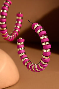 Colorful Disk Bead Hoop Earrings