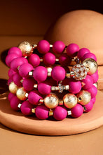 Load image into Gallery viewer, Colorful Wood &amp; Metal Beaded Stretch Bracelet
