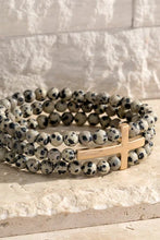 Load image into Gallery viewer, Cross Charm Set Natural Stone Bracelet
