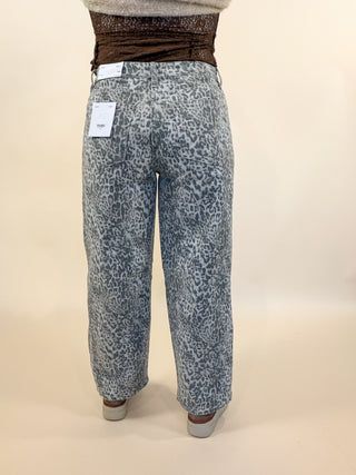 Wild Card Leopard Barrel Jeans
