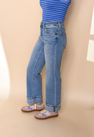 Weekend Energy Cuffed Wide Leg Jeans