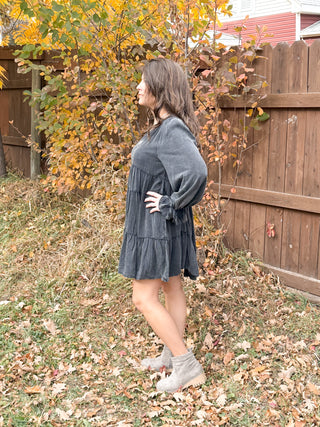 Mineral Washed Challis Tiered Dress