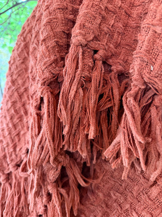 Rust Woven Chenille Throw