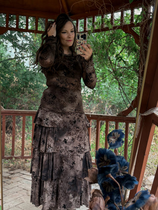 Midnight Botanica Mesh Top