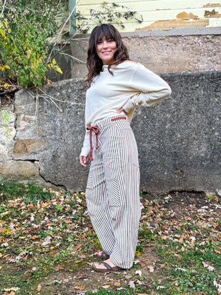 Harlow Striped Twill Barrel Pants