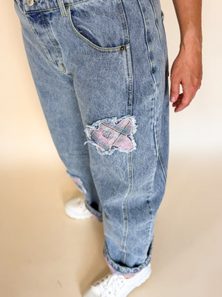 Patchwork Daydream Barrel Jeans