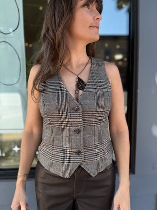 Plaid button up Vest