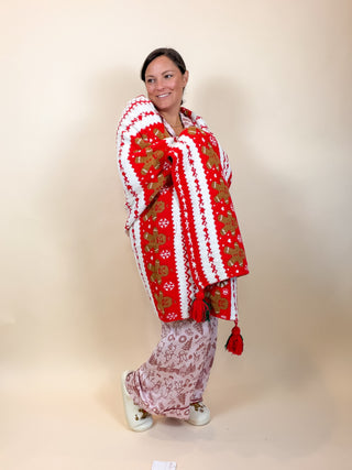 Christmas Holiday Throw Blanket with Tassel