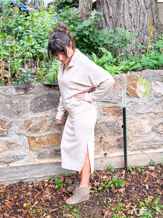 Wander Lane Stripe Textured Midi Skirt