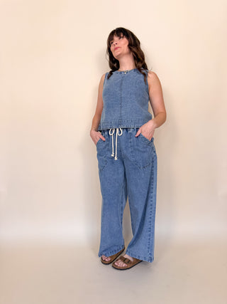 Langley Wide Leg Denim Pants