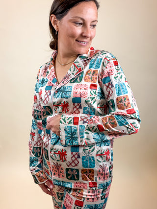 Wrapped in Joy Satin Pajama Set