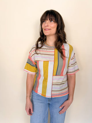 Patchwork Stripe Relaxed Tee